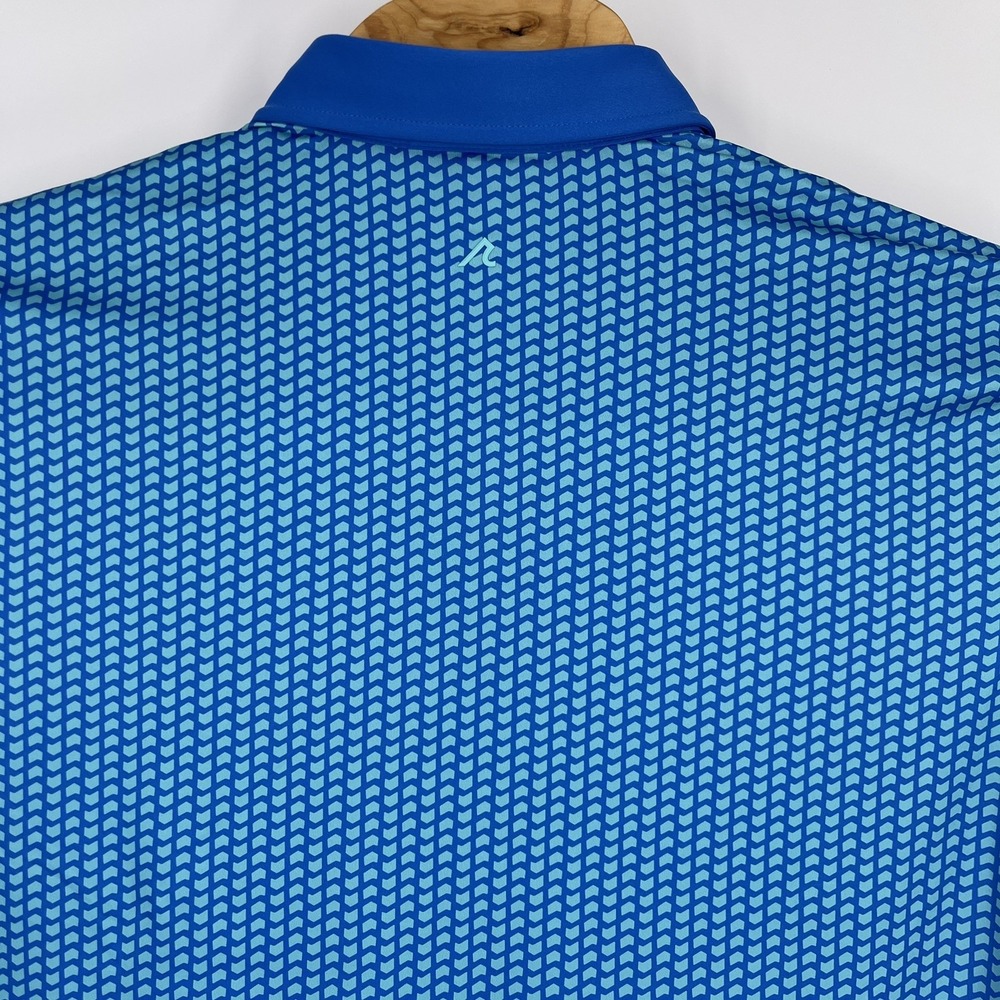 Redvanly Mens Blue Geometric Chevron PUREpoly Golf Polo Shirt Size XL - Picture 9 of 14